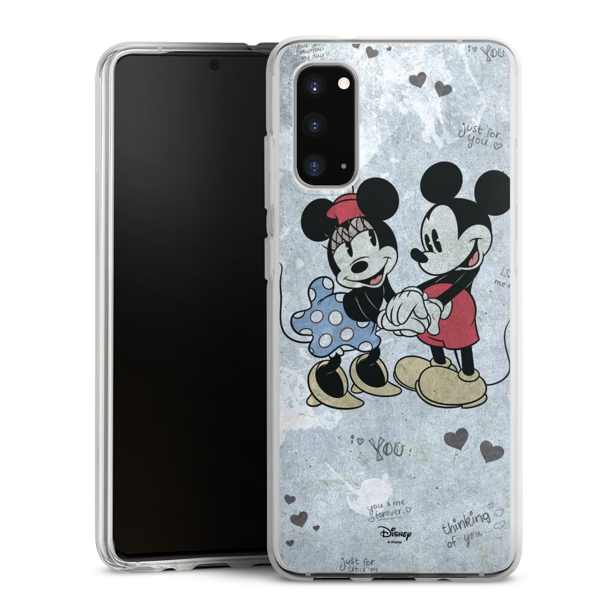 Galaxy S20 Handy Silikon Hülle Case transparent Handyhülle Mickey & Minnie Mouse Vintage Disney Silikon Case