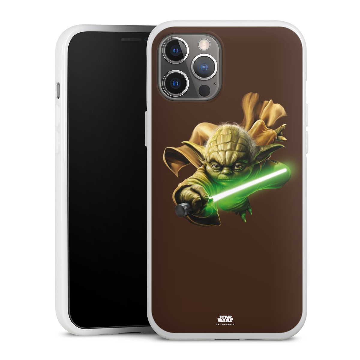 iPhone 12 Pro Max Handy Silikon Hülle Case weiß Handyhülle Yoda Merchandise Star Wars Silikon Case