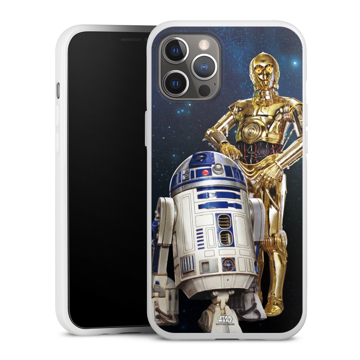 iPhone 12 Pro Max Handy Silikon Hülle Case weiß Handyhülle Weltall Star Wars R2d2 Silikon Case