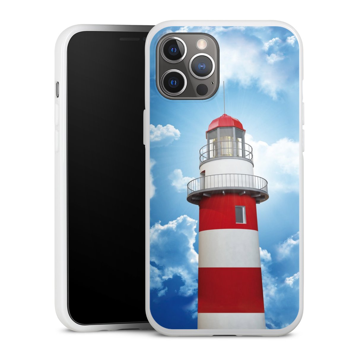 iPhone 12 Pro Max Handy Silikon Hülle Case weiß Handyhülle Lighthouse Sky Cloud Silikon Case