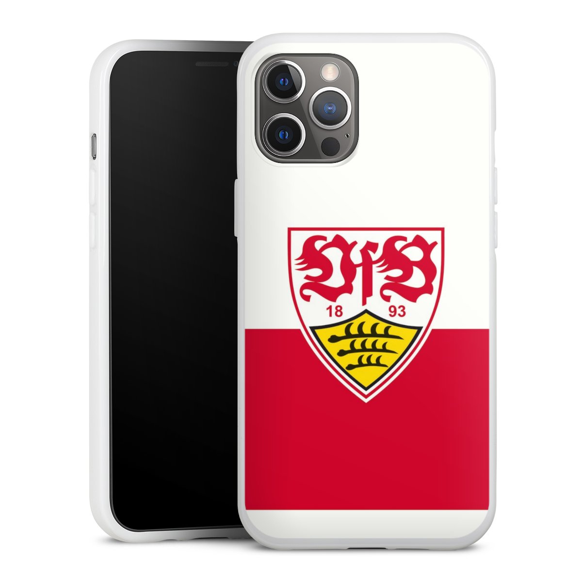 iPhone 12 Pro Max Handy Silikon Hülle Case weiß Handyhülle Official Licensed Product Logo Vfb Stuttgart Silikon Case