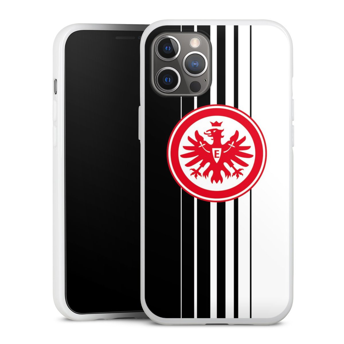 iPhone 12 Pro Max Handy Silikon Hülle Case weiß Handyhülle Stripes Eintracht Frankfurt Official Licensed Product Silikon Case