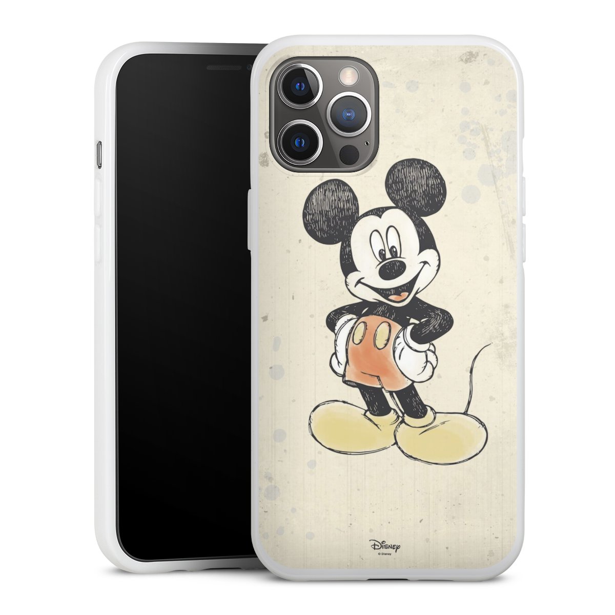 iPhone 12 Pro Max Handy Silikon Hülle Case weiß Handyhülle Water Colour Mickey & Minnie Mouse Official Licensed Product Silikon Case