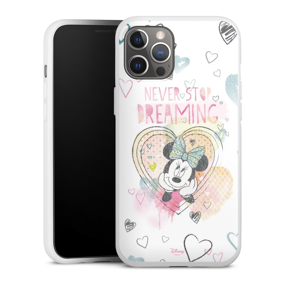 iPhone 12 Pro Max Handy Silikon Hülle Case weiß Handyhülle Disney Official Licensed Product Minnie Mouse Silikon Case