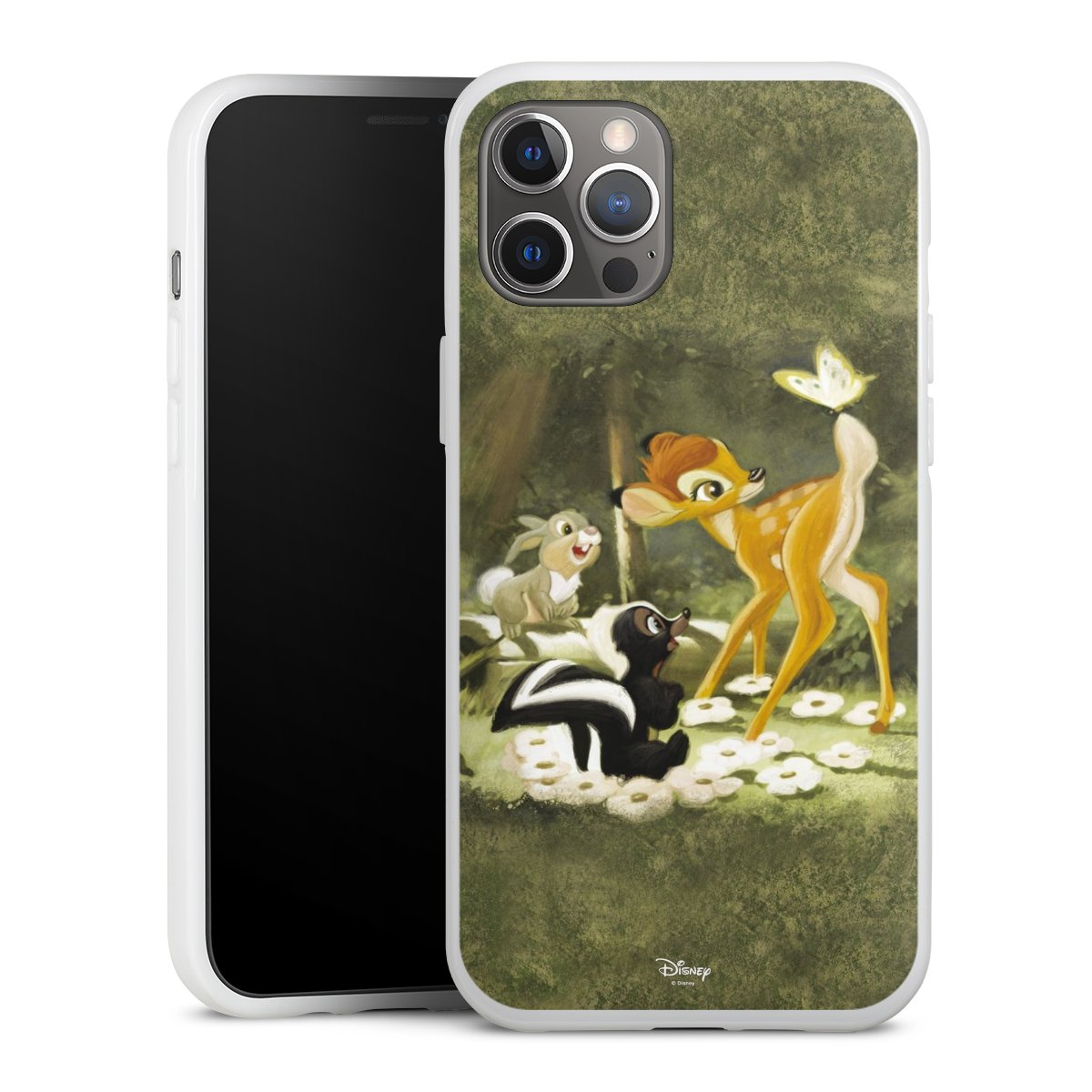 iPhone 12 Pro Max Handy Silikon Hülle Case weiß Handyhülle Disney Official Licensed Product Bambi Silikon Case