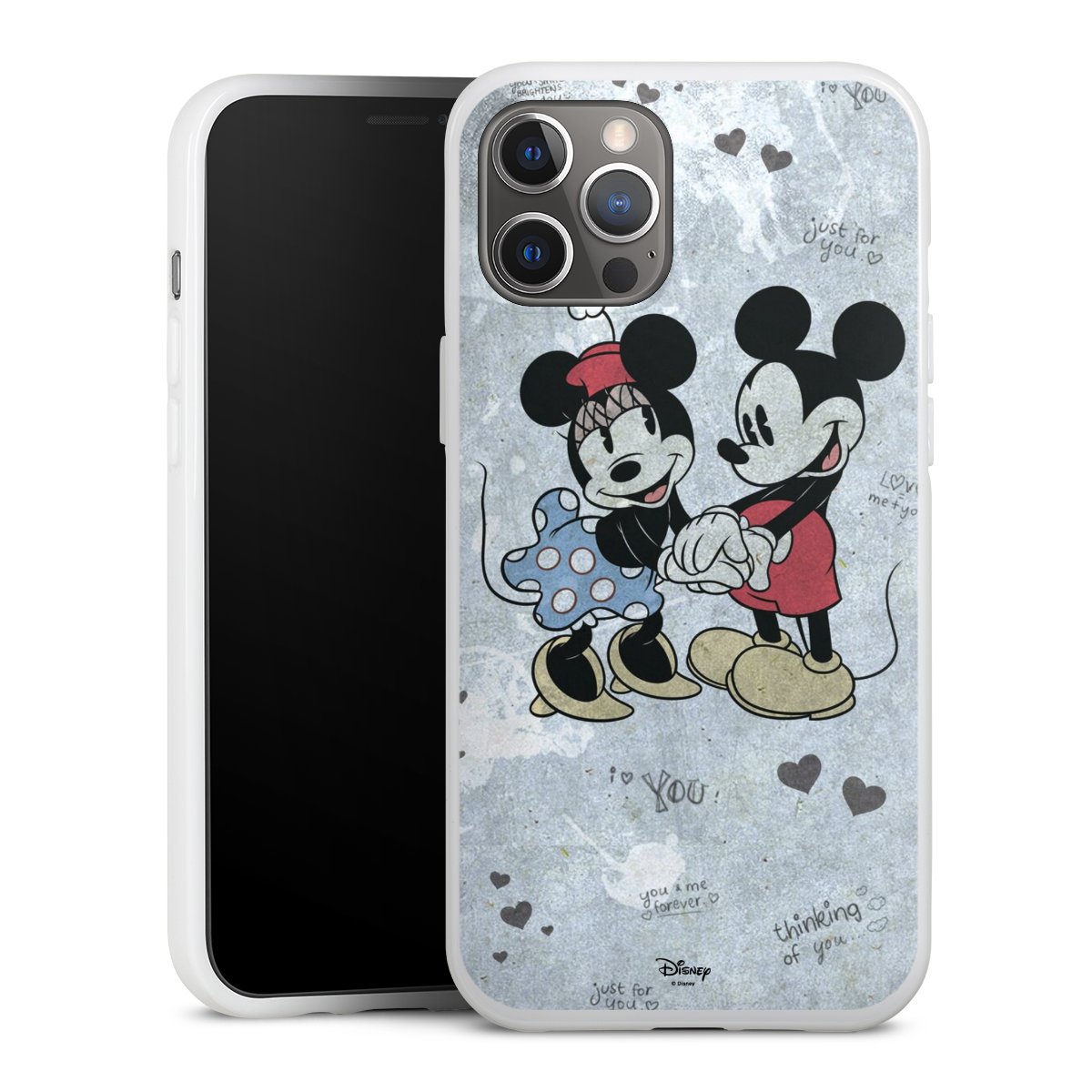 iPhone 12 Pro Max Handy Silikon Hülle Case weiß Handyhülle Mickey & Minnie Mouse Vintage Disney Silikon Case