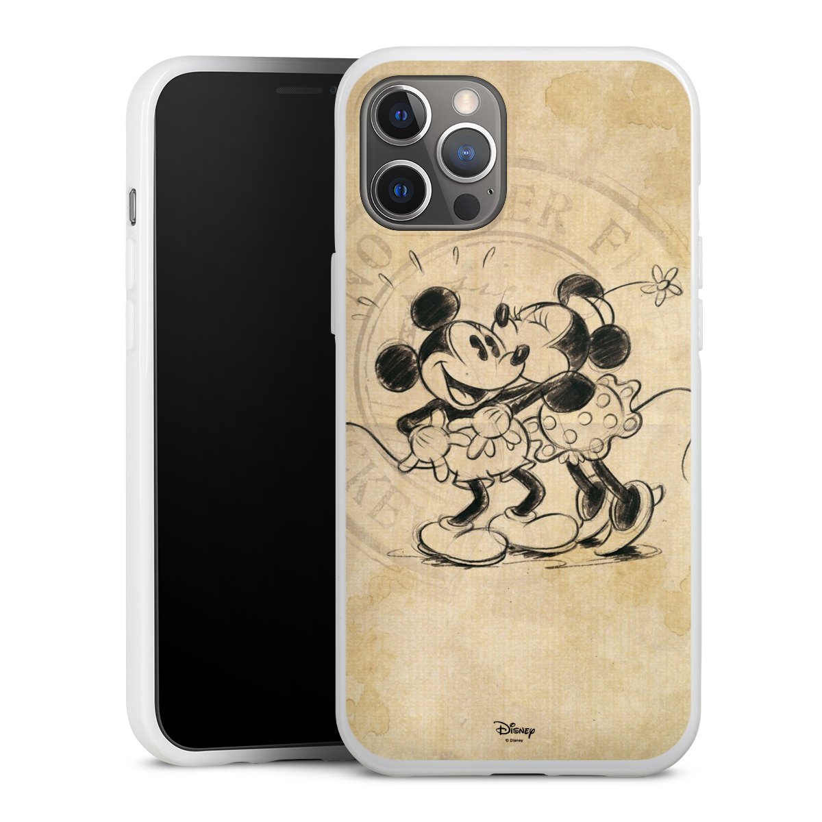 iPhone 12 Pro Max Handy Silikon Hülle Case weiß Handyhülle Mickey Mouse Vintage Minnie Mouse Silikon Case