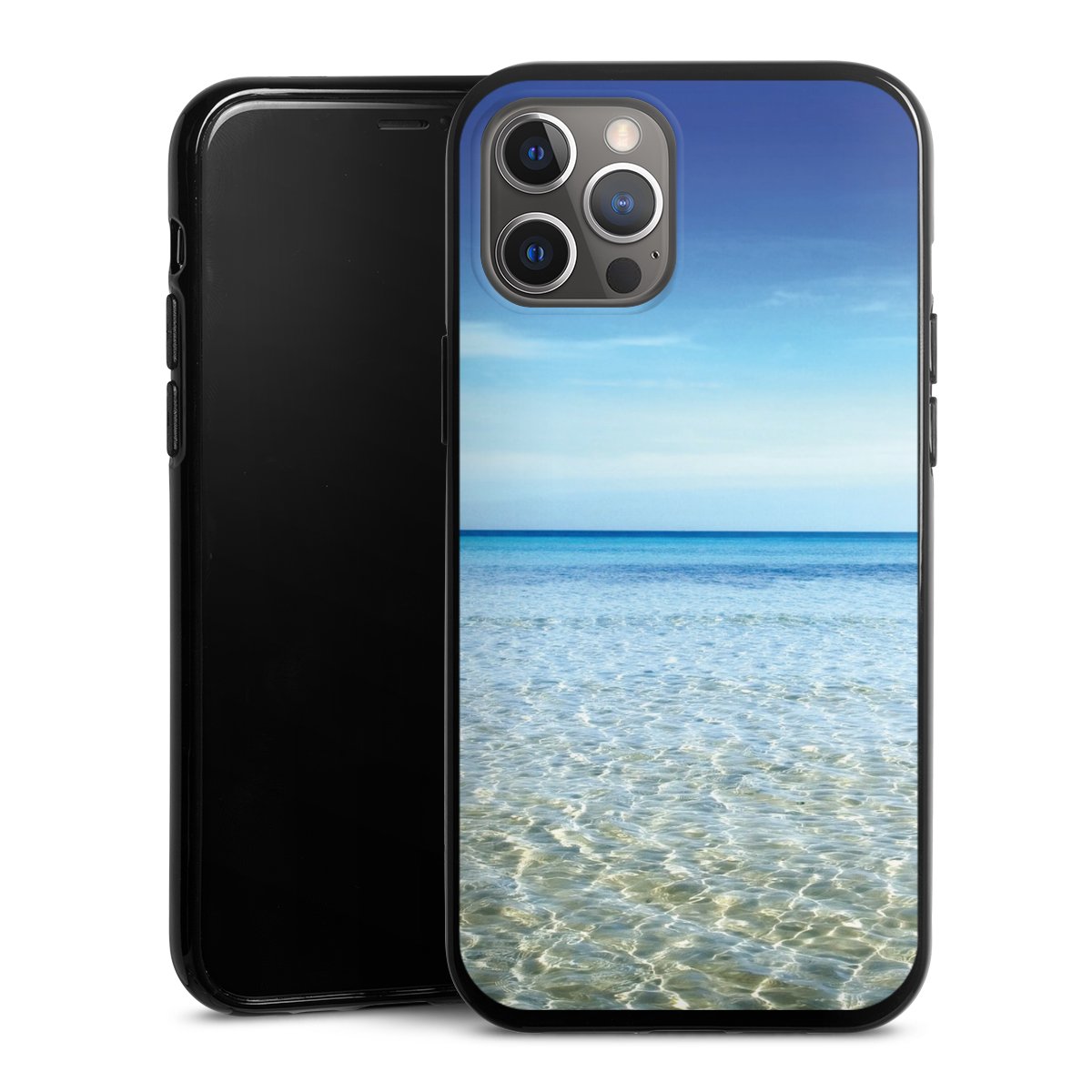 iPhone 12 Pro Max Handy Silikon Hülle Case schwarz Handyhülle Urlaub Sky Ocean