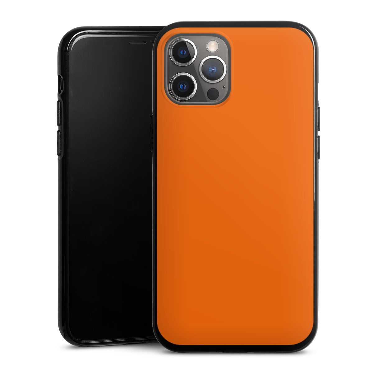 iPhone 12 Pro Max Handy Silikon Hülle Case schwarz Handyhülle Orange Colour Unicoloured