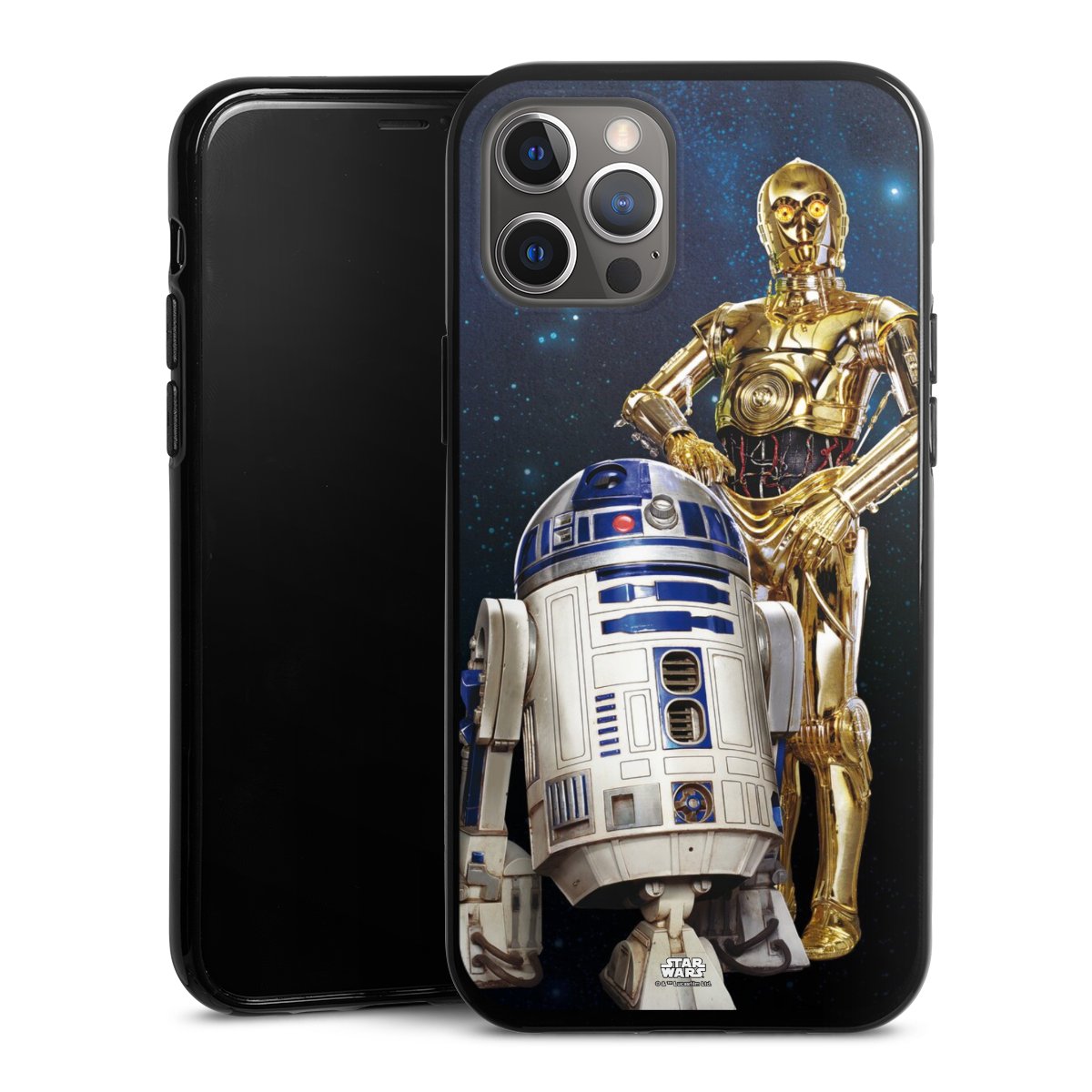 iPhone 12 Pro Max Handy Silikon Hülle Case schwarz Handyhülle Weltall Star Wars R2d2