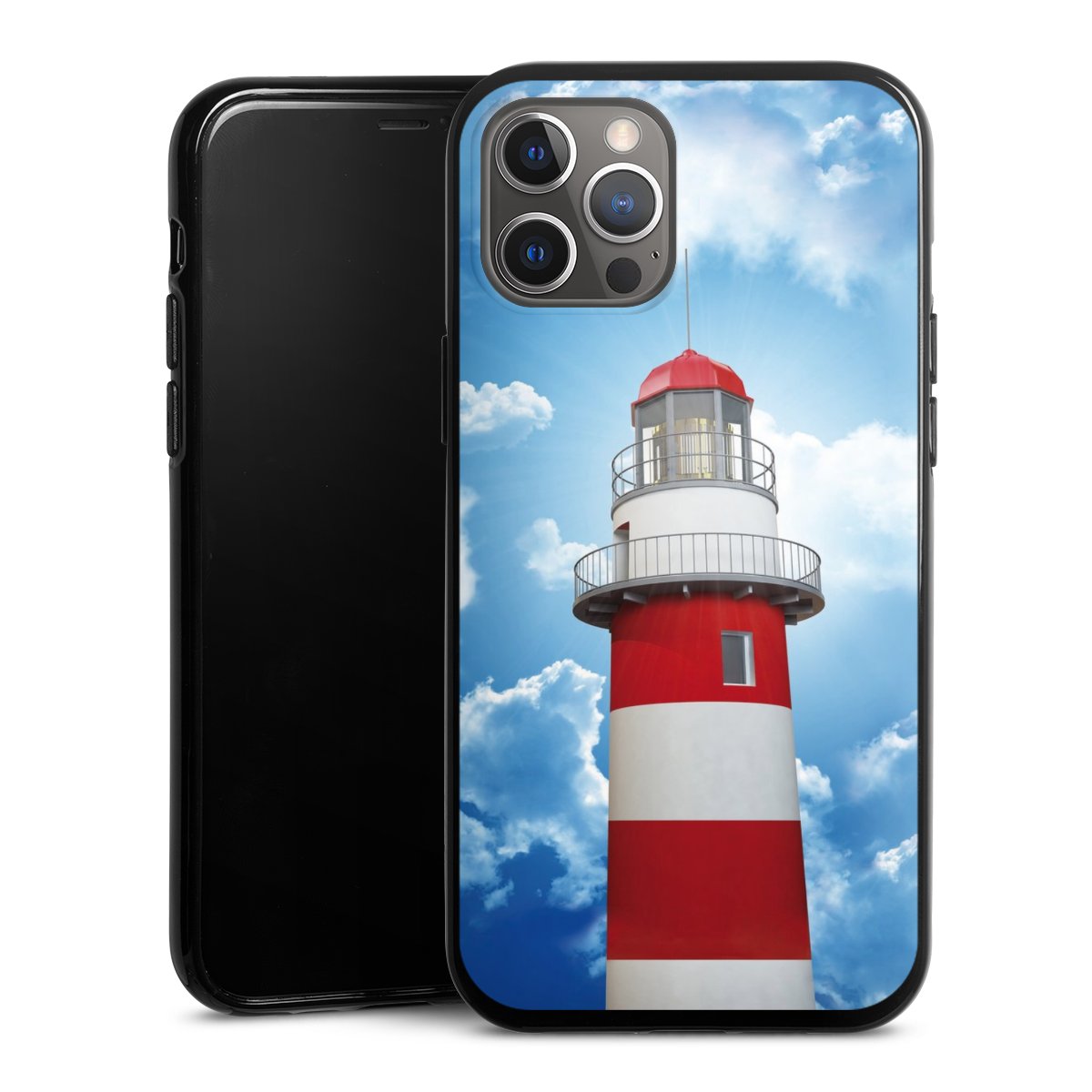 iPhone 12 Pro Max Handy Silikon Hülle Case schwarz Handyhülle Lighthouse Sky Cloud