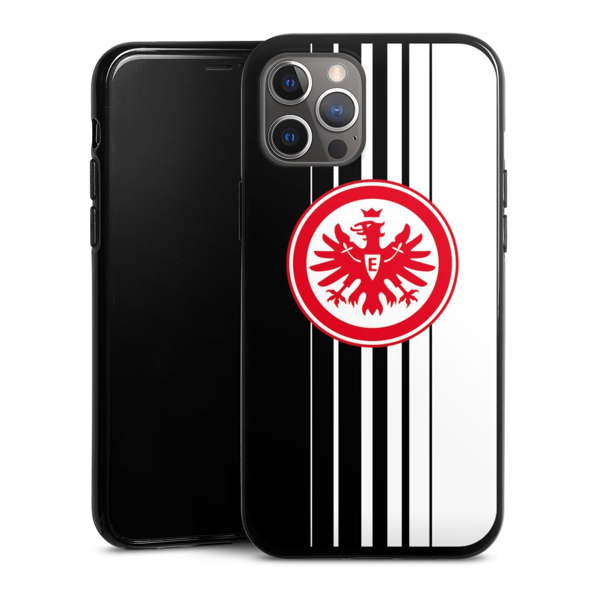 iPhone 12 Pro Max Handy Silikon Hülle Case schwarz Handyhülle Stripes Eintracht Frankfurt Official Licensed Product