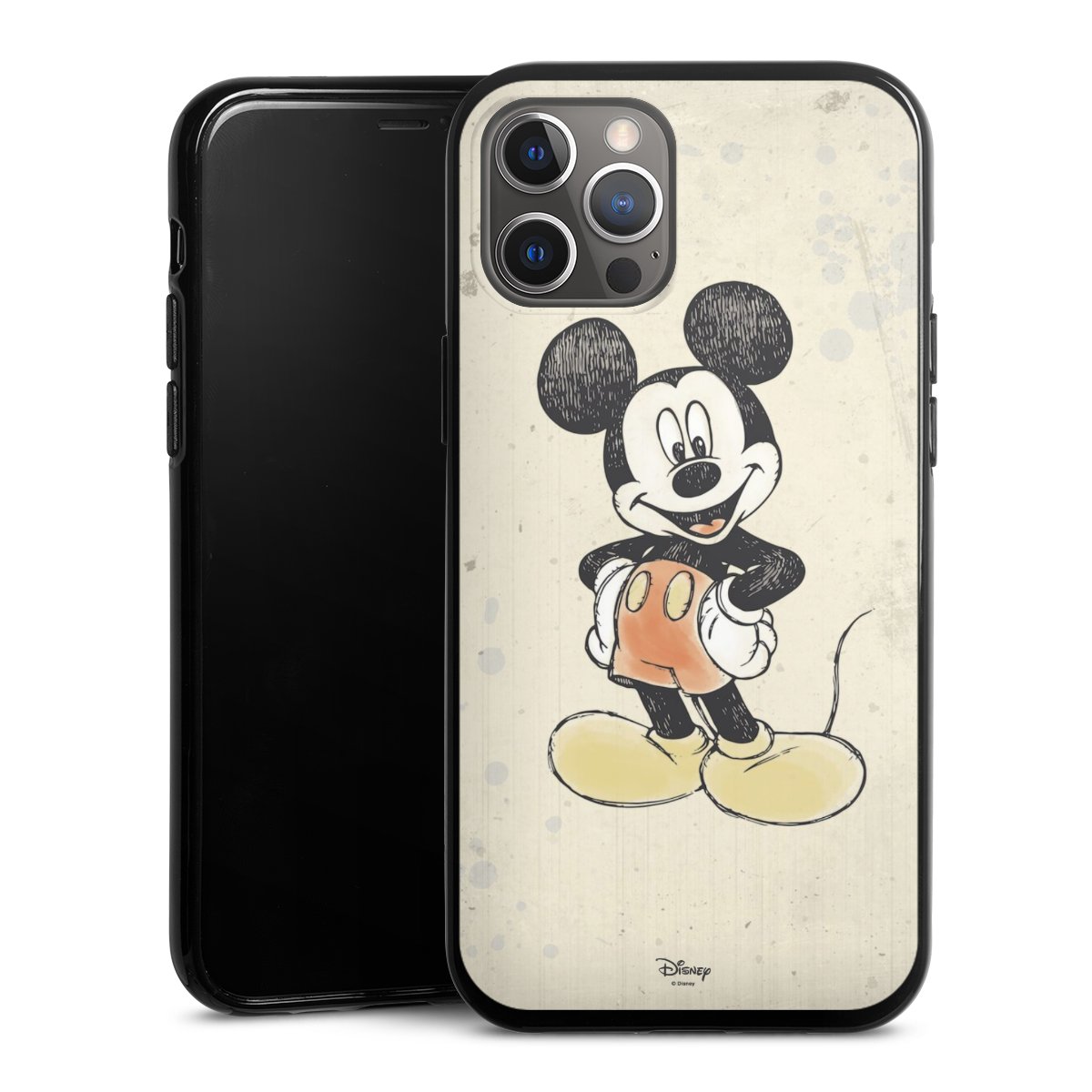 iPhone 12 Pro Max Handy Silikon Hülle Case schwarz Handyhülle Water Colour Mickey & Minnie Mouse Official Licensed Product