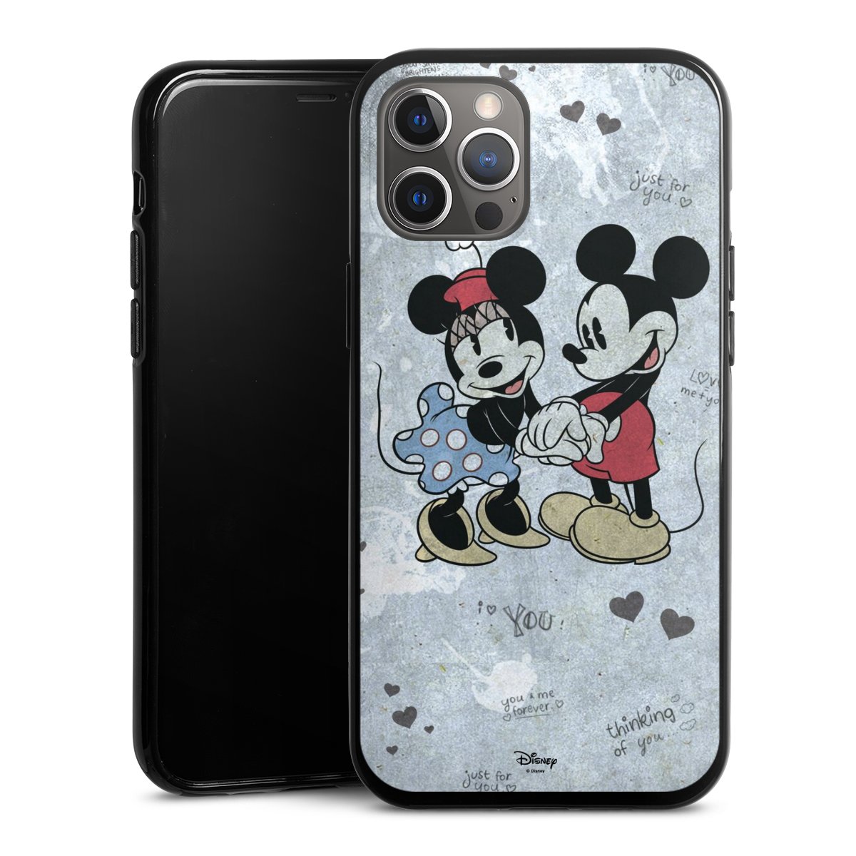 iPhone 12 Pro Max Handy Silikon Hülle Case schwarz Handyhülle Mickey & Minnie Mouse Vintage Disney