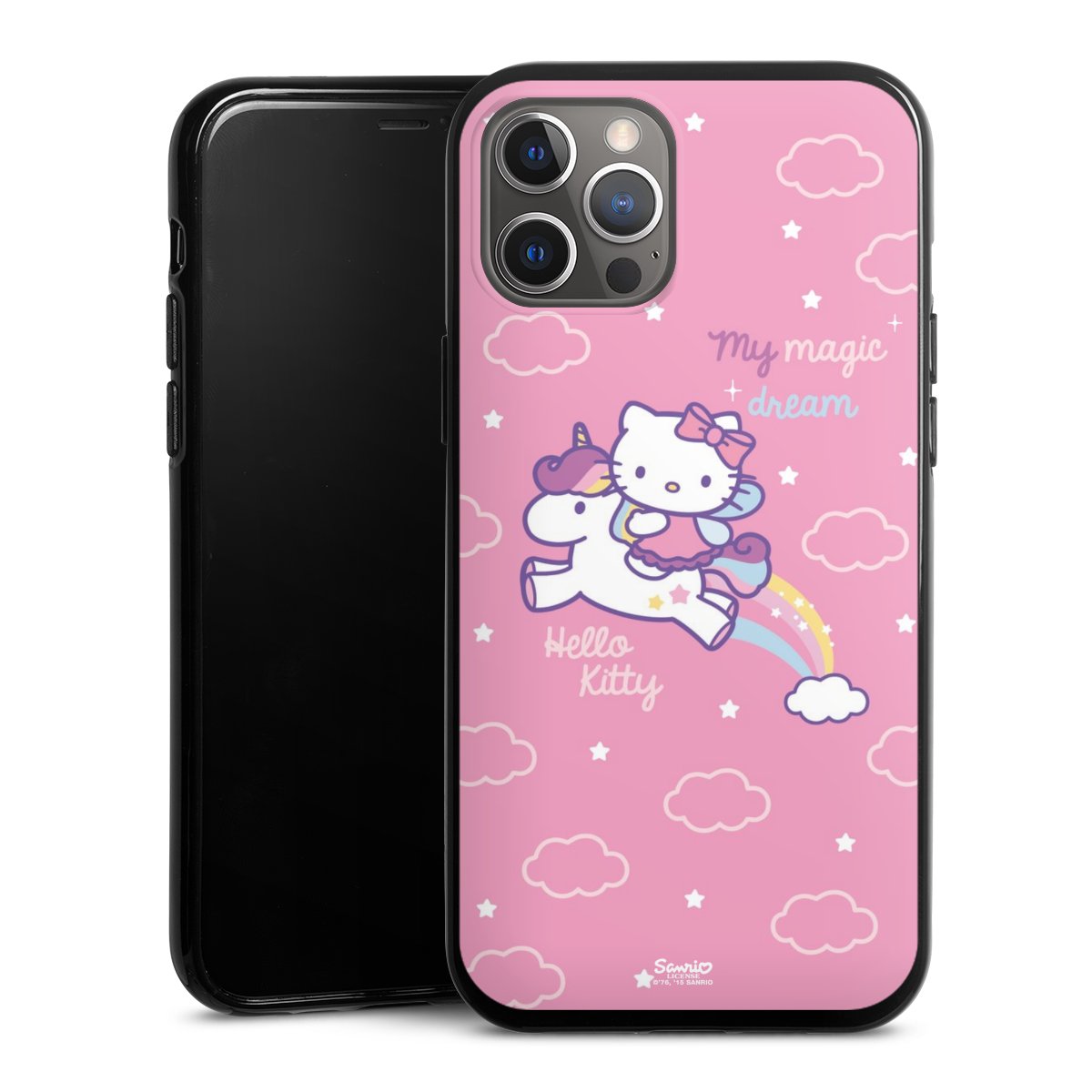 iPhone 12 Pro Max Handy Silikon Hülle Case schwarz Handyhülle Einhorn Official Licensed Product Hello Kitty