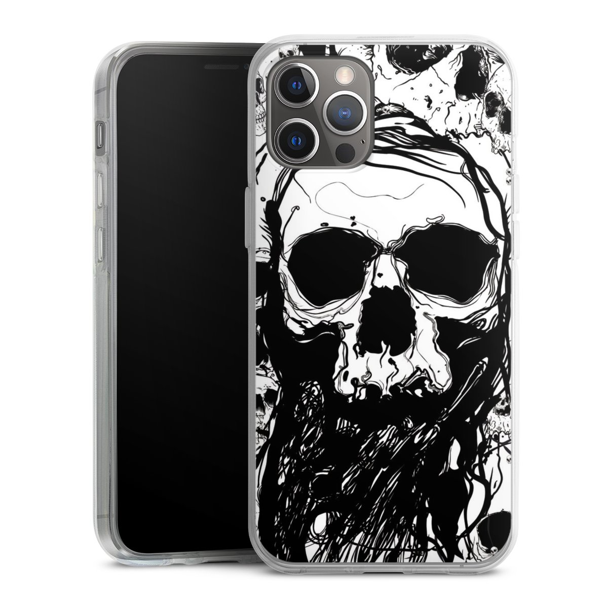 iPhone 12 Pro Max Handy Silikon Hülle Case transparent Handyhülle Totenkopf Halloween Silikon Case