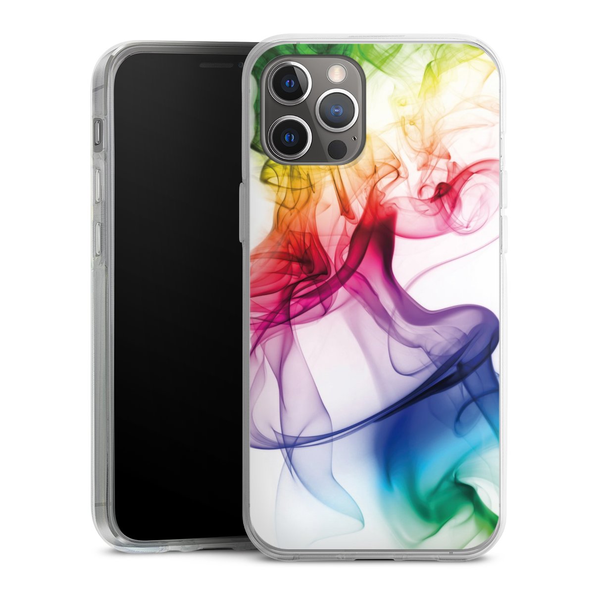 iPhone 12 Pro Max Handy Silikon Hülle Case transparent Handyhülle Water Colour Rainbow Silikon Case