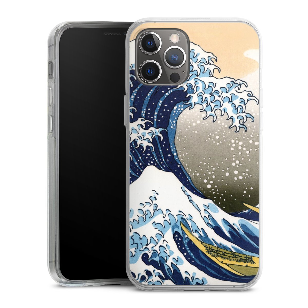 iPhone 12 Pro Max Handy Silikon Hülle Case transparent Handyhülle Kunst Katsushika Hokusai Die Große Welle Vor Kanagawa Silikon Case