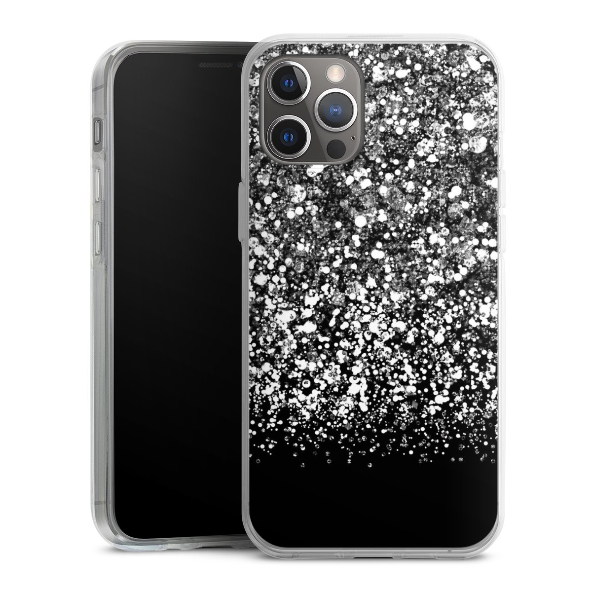 iPhone 12 Pro Max Handy Silikon Hülle Case transparent Handyhülle Glitzer Snowflake Muster Silikon Case