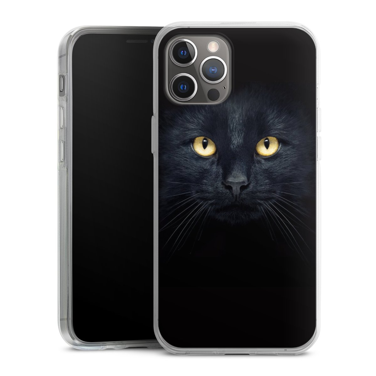 iPhone 12 Pro Max Handy Silikon Hülle Case transparent Handyhülle Eye Cat Black Silikon Case