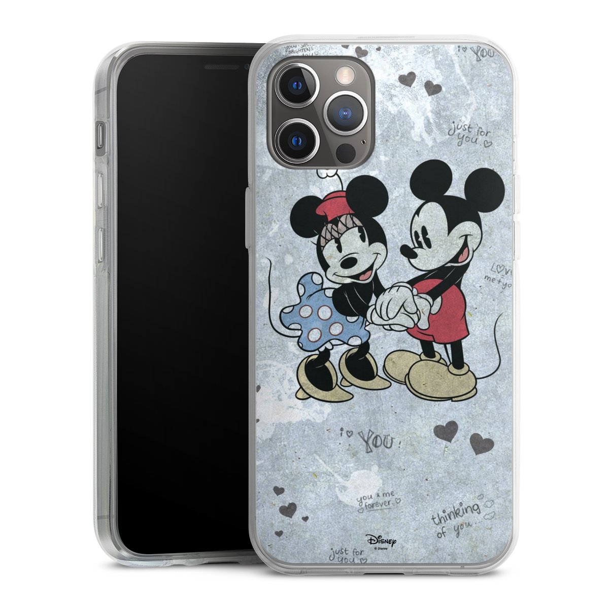 iPhone 12 Pro Max Handy Silikon Hülle Case transparent Handyhülle Mickey & Minnie Mouse Vintage Disney Silikon Case