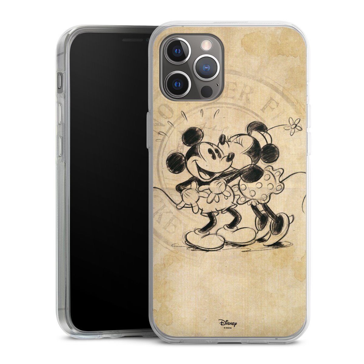 iPhone 12 Pro Max Handy Silikon Hülle Case transparent Handyhülle Mickey Mouse Vintage Minnie Mouse Silikon Case