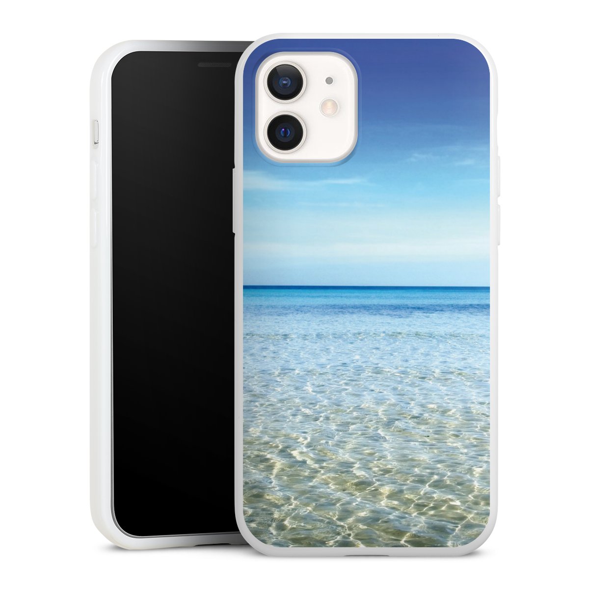 iPhone 12 Handy Silikon Hülle Case weiß Handyhülle Urlaub Sky Ocean Silikon Case