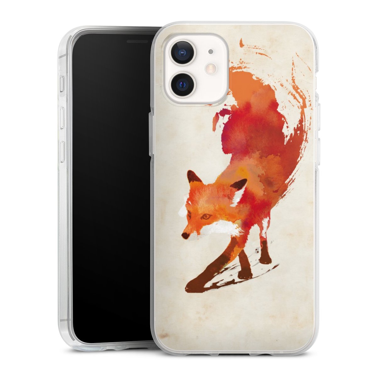 iPhone 12 Handy Silikon Hülle Case transparent Handyhülle Fox Graphic Silikon Case