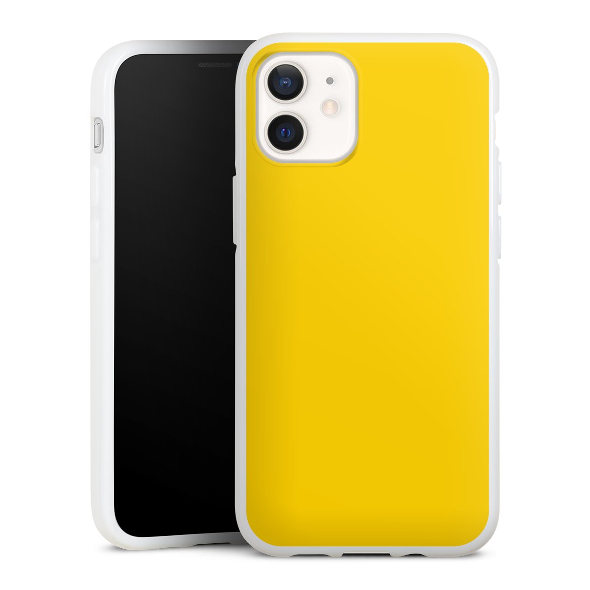 iPhone 12 mini Handy Silikon Hülle Case weiß Handyhülle Yellow Unicoloured Colour Silikon Case