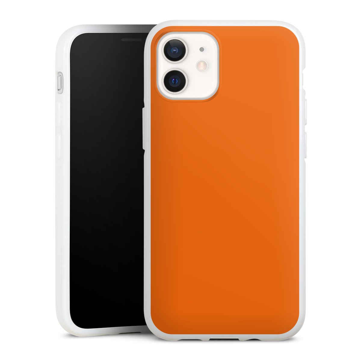 iPhone 12 mini Handy Silikon Hülle Case weiß Handyhülle Orange Colour Unicoloured Silikon Case