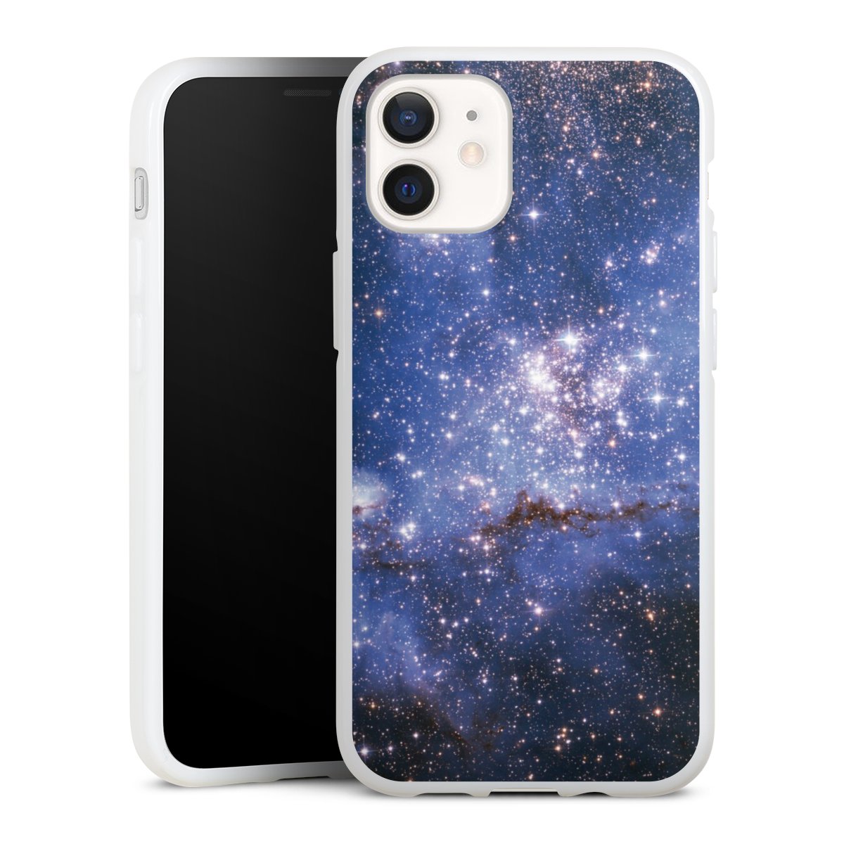 iPhone 12 mini Handy Silikon Hülle Case weiß Handyhülle Weltall Galaxy Weltraum Silikon Case