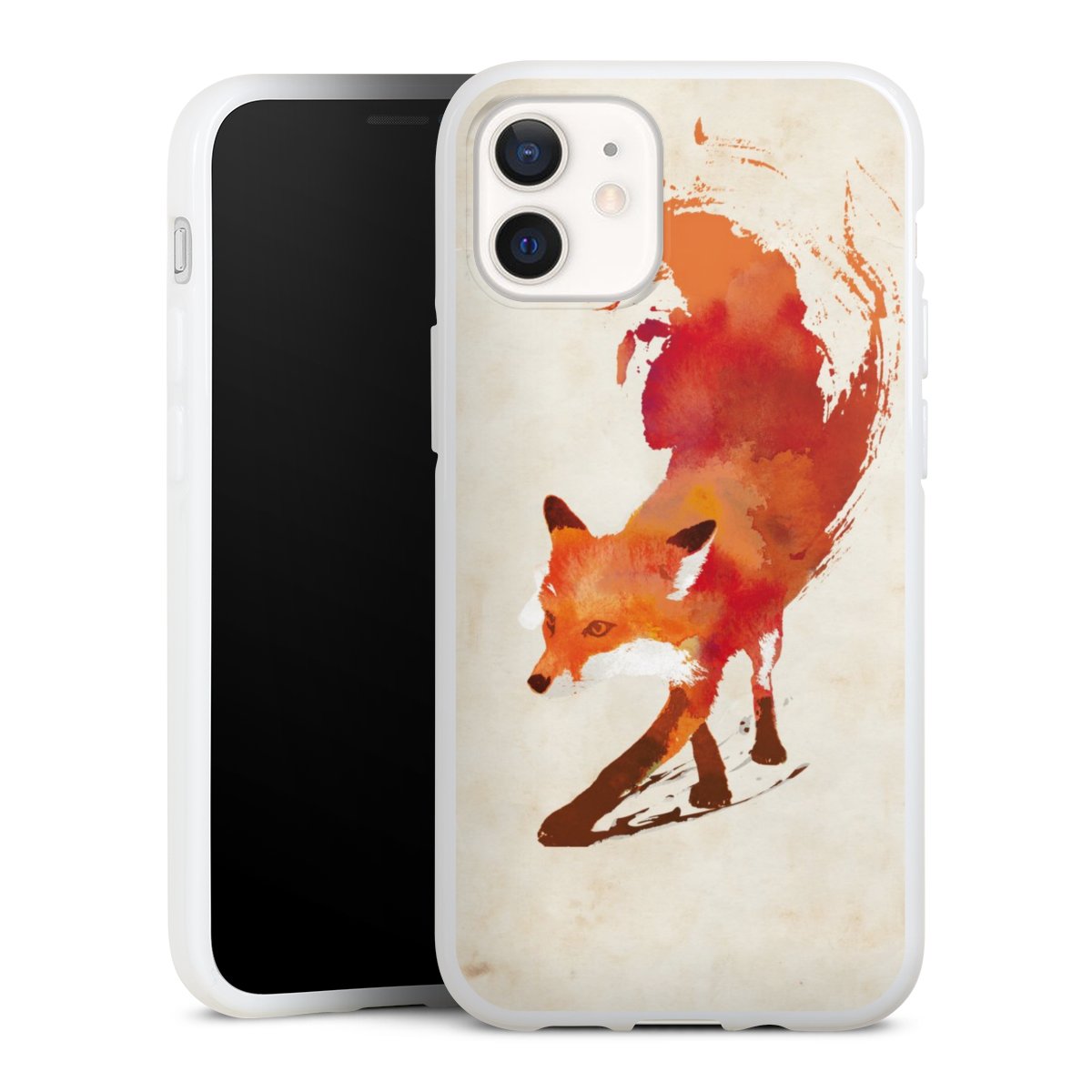 iPhone 12 mini Handy Silikon Hülle Case weiß Handyhülle Fox Graphic Silikon Case