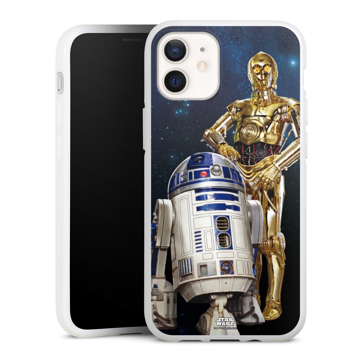 iPhone 12 mini Handy Silikon Hülle Case weiß Handyhülle Weltall Star Wars R2d2 Silikon Case