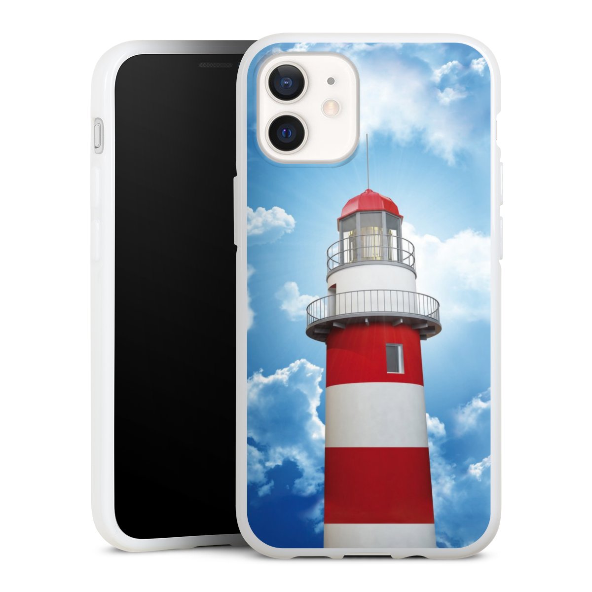 iPhone 12 mini Handy Silikon Hülle Case weiß Handyhülle Lighthouse Sky Cloud Silikon Case