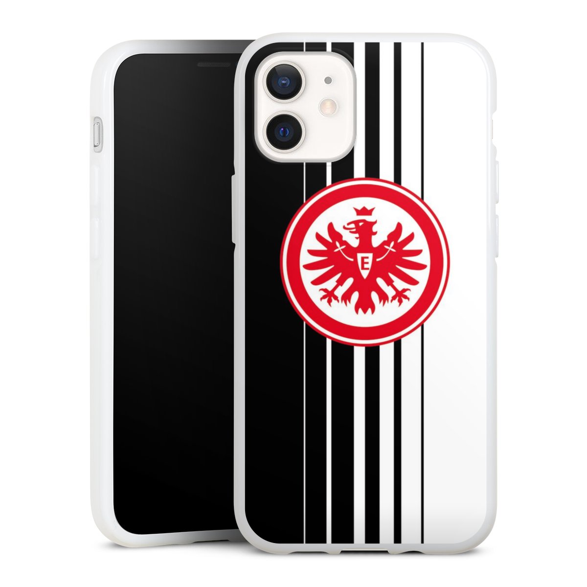 iPhone 12 mini Handy Silikon Hülle Case weiß Handyhülle Stripes Eintracht Frankfurt Official Licensed Product Silikon Case