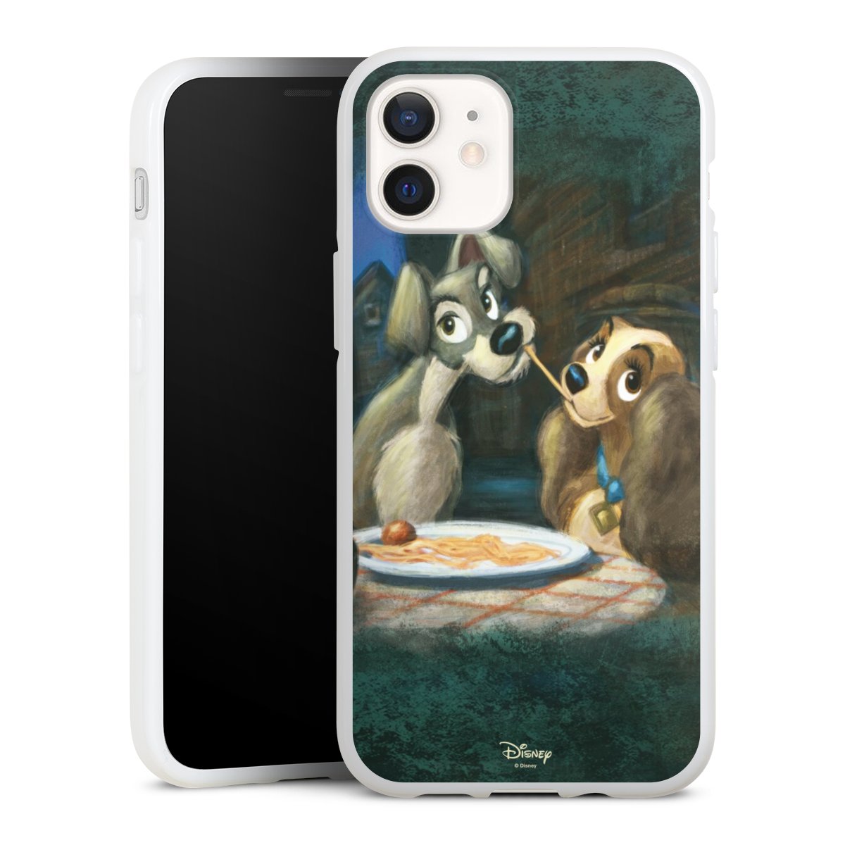 iPhone 12 mini Handy Silikon Hülle Case weiß Handyhülle Lady And The Tramp Official Licensed Product Disney Silikon Case