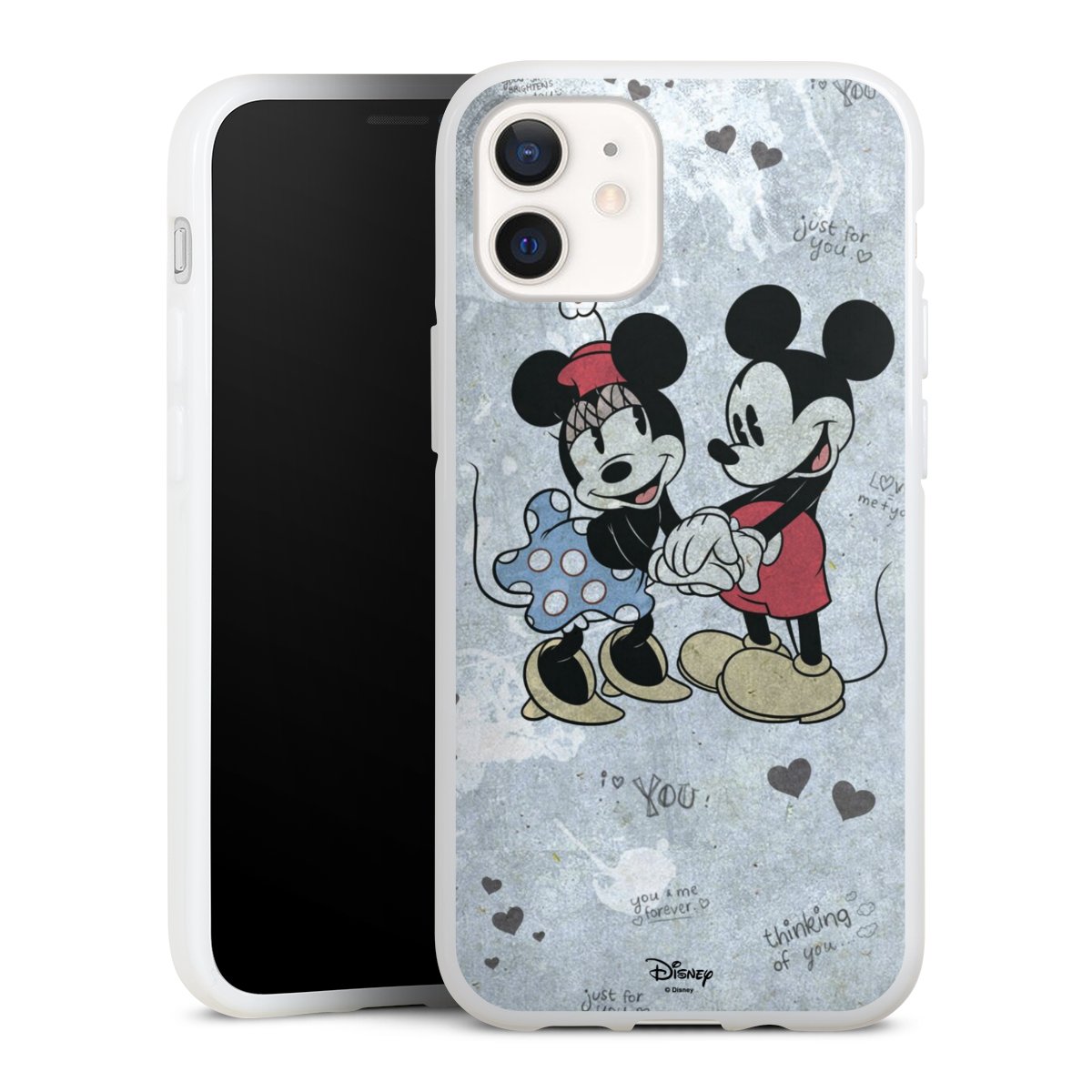 iPhone 12 mini Handy Silikon Hülle Case weiß Handyhülle Mickey & Minnie Mouse Vintage Disney Silikon Case