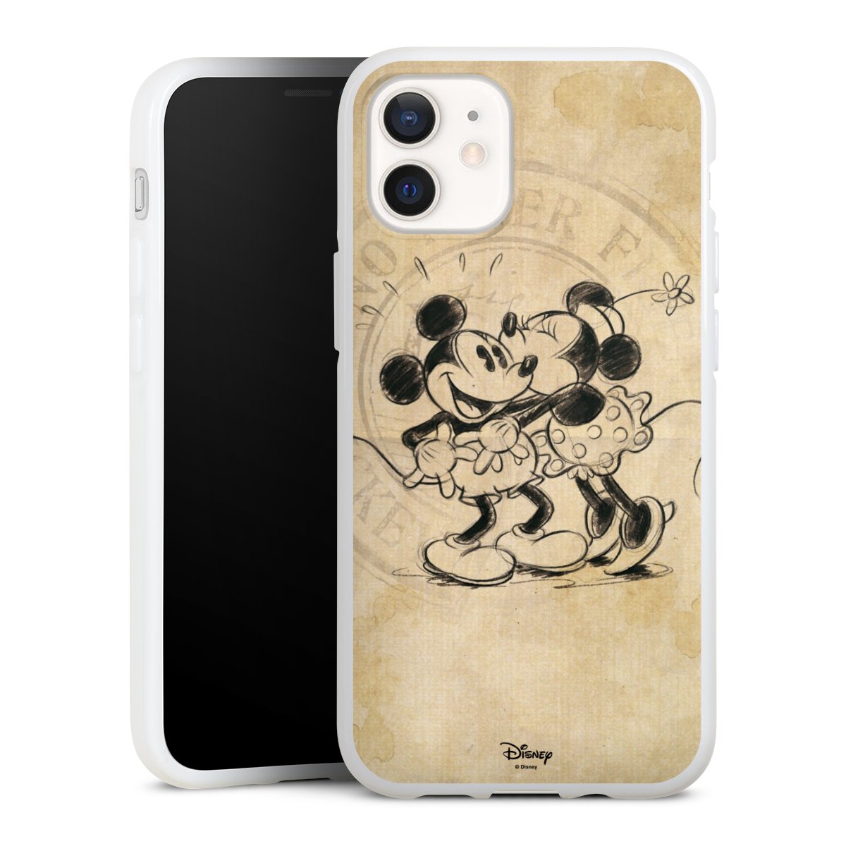 iPhone 12 mini Handy Silikon Hülle Case weiß Handyhülle Mickey Mouse Vintage Minnie Mouse Silikon Case