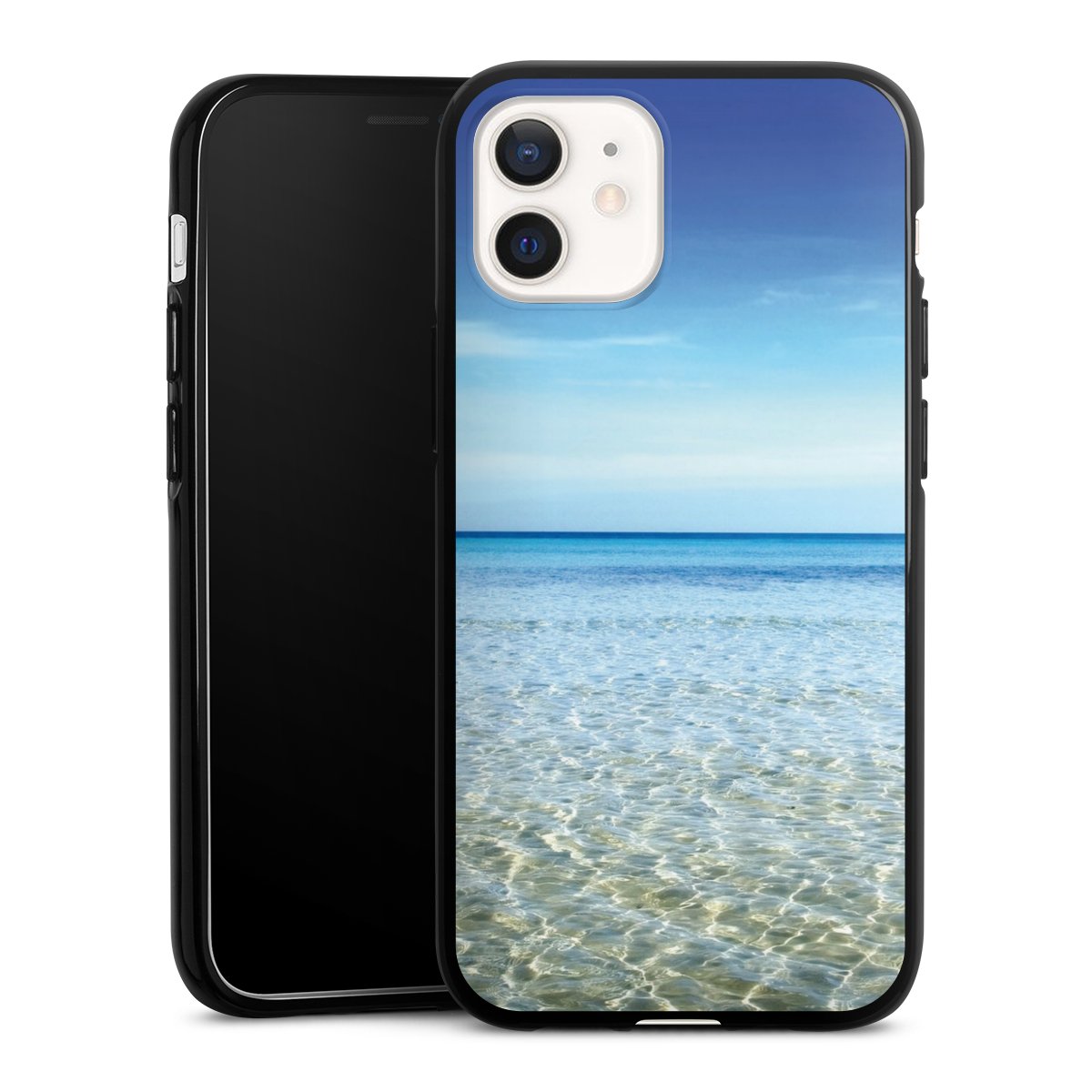 iPhone 12 mini Handy Silikon Hülle Case schwarz Handyhülle Urlaub Sky Ocean