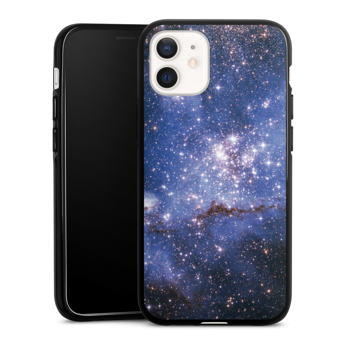 iPhone 12 mini Handy Silikon Hülle Case schwarz Handyhülle Weltall Galaxy Weltraum