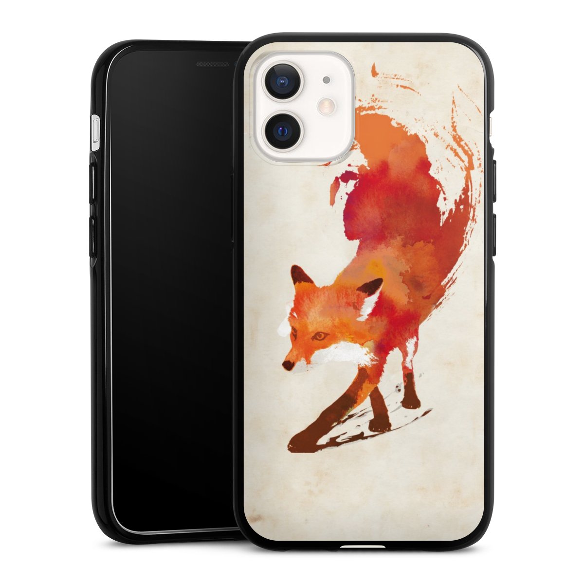 iPhone 12 mini Handy Silikon Hülle Case schwarz Handyhülle Fox Graphic