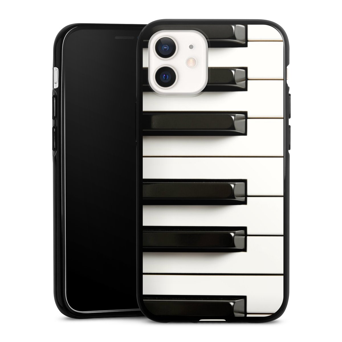 iPhone 12 mini Handy Silikon Hülle Case schwarz Handyhülle Klavier Piano Music