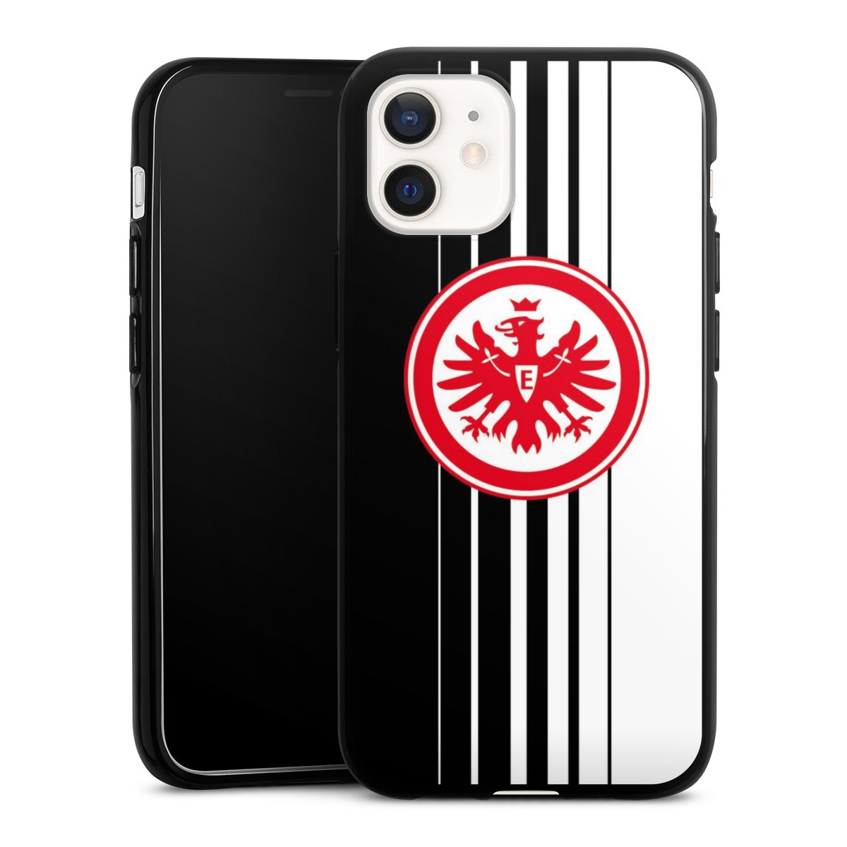 iPhone 12 mini Handy Silikon Hülle Case schwarz Handyhülle Stripes Eintracht Frankfurt Official Licensed Product