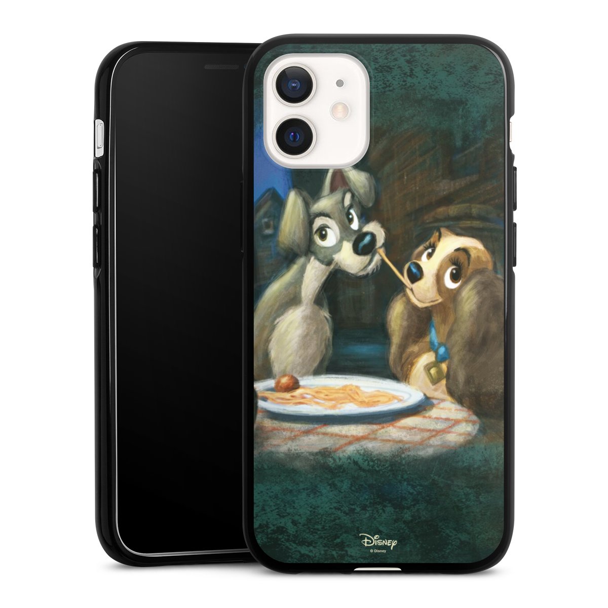 iPhone 12 mini Handy Silikon Hülle Case schwarz Handyhülle Lady And The Tramp Official Licensed Product Disney