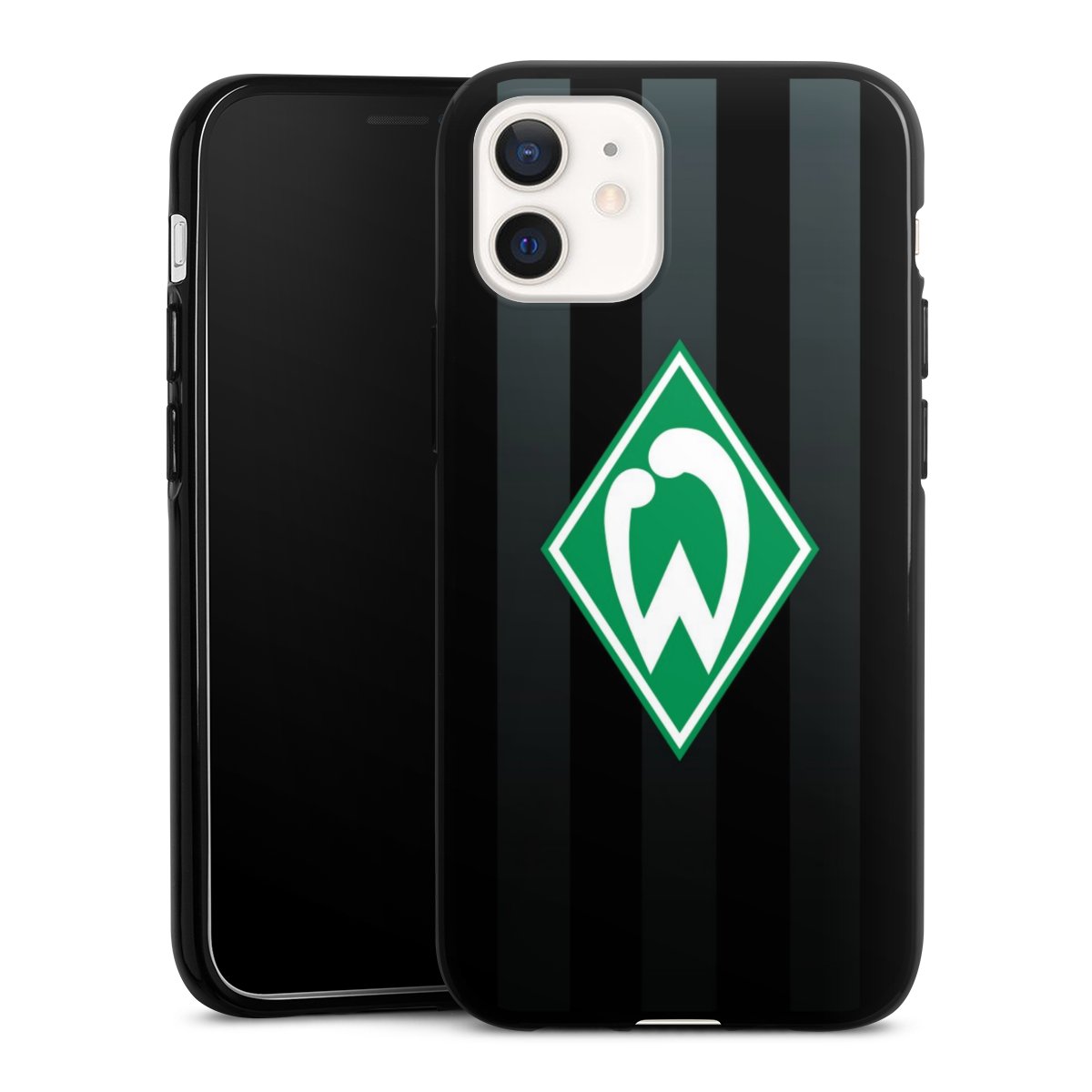 iPhone 12 mini Handy Silikon Hülle Case schwarz Handyhülle Stripes Sv Werder Bremen Official Licensed Product