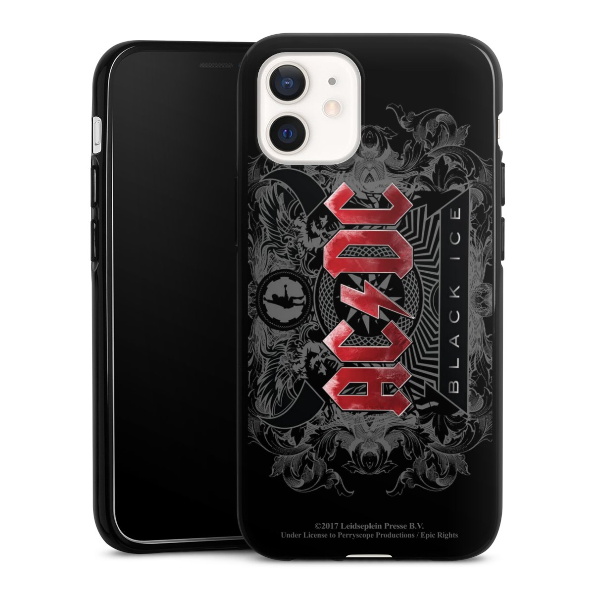 iPhone 12 mini Handy Silikon Hülle Case schwarz Handyhülle Merchandise Black Ice Acdc