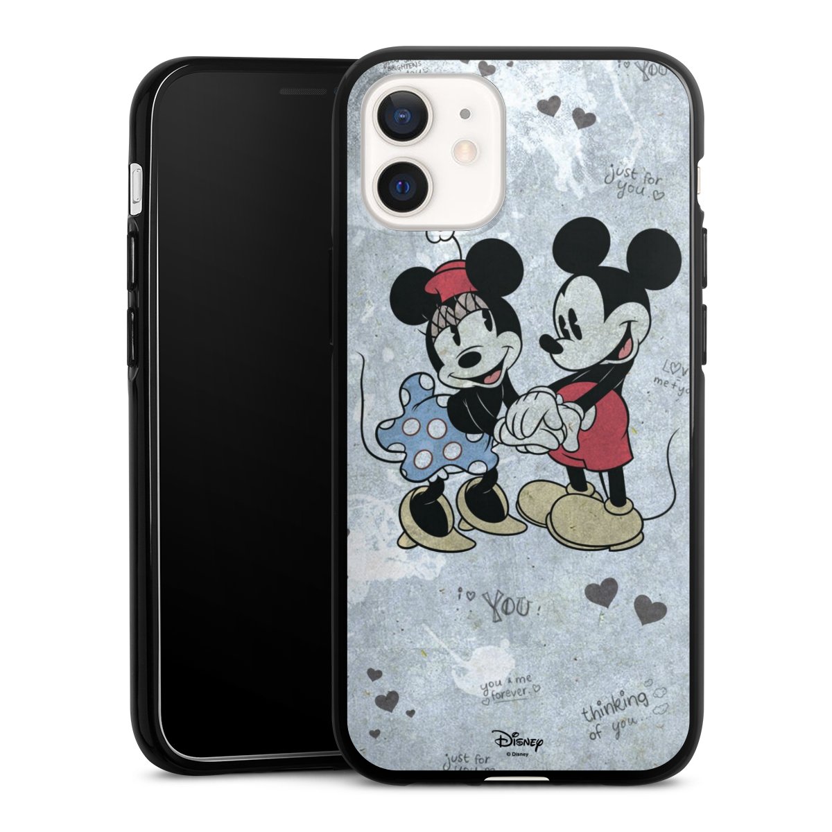 iPhone 12 mini Handy Silikon Hülle Case schwarz Handyhülle Mickey & Minnie Mouse Vintage Disney