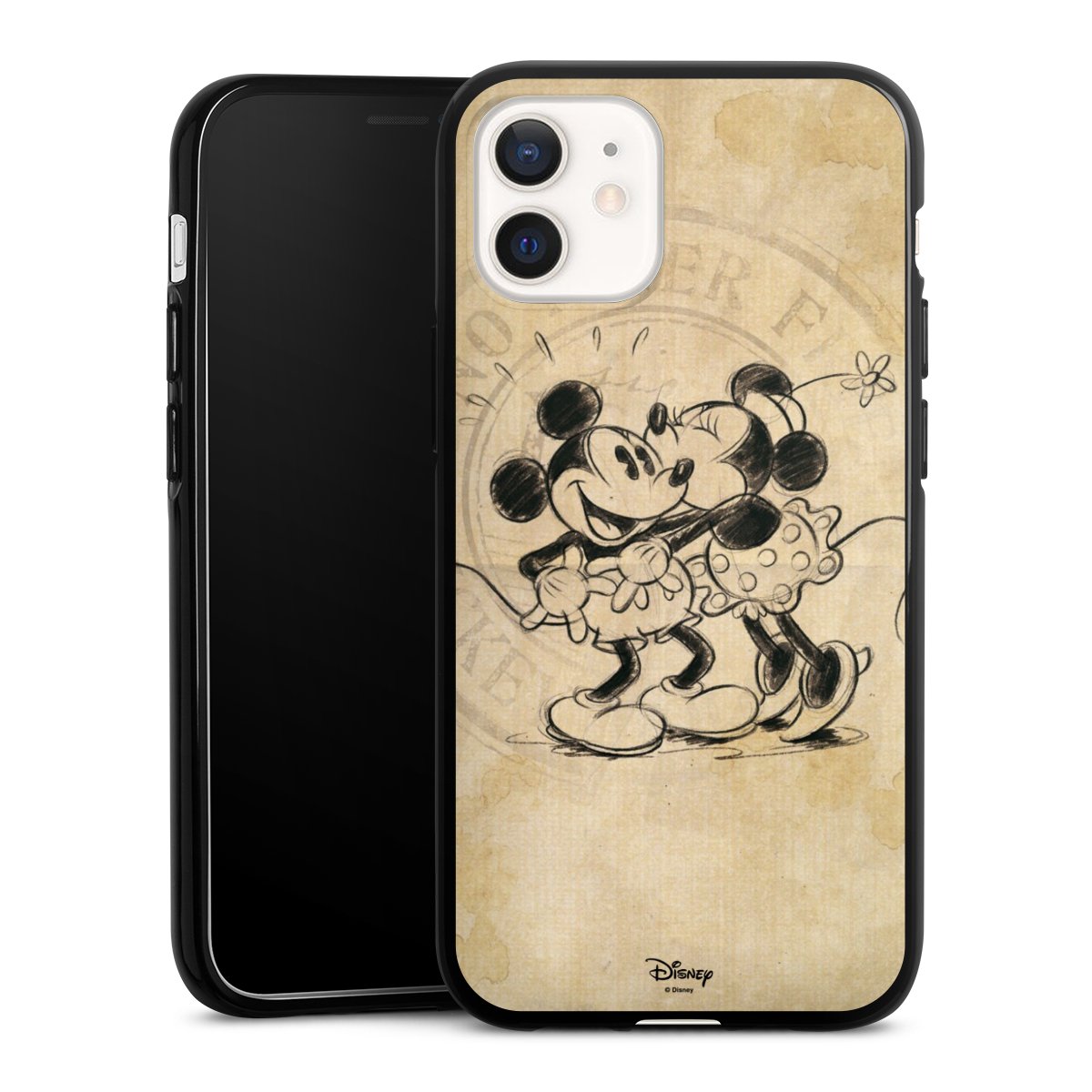 iPhone 12 mini Handy Silikon Hülle Case schwarz Handyhülle Mickey Mouse Vintage Minnie Mouse