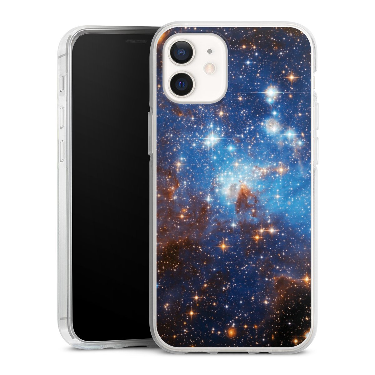 iPhone 12 mini Handy Silikon Hülle Case transparent Handyhülle Star Weltall Galaxy Silikon Case