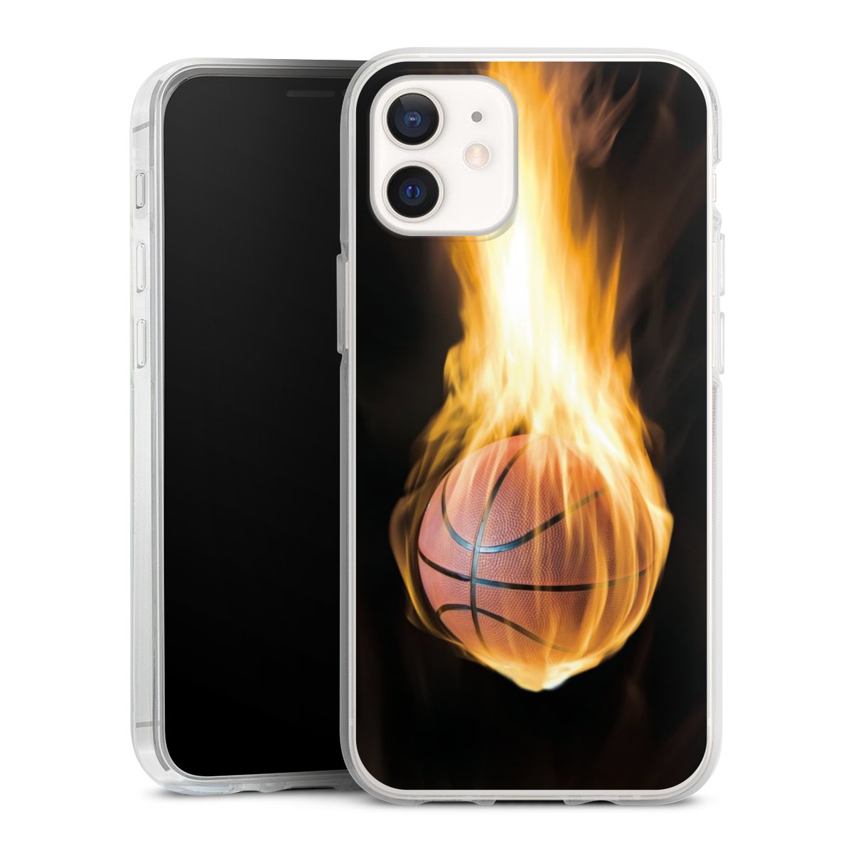 iPhone 12 mini Handy Silikon Hülle Case transparent Handyhülle Basketball Sports Fire Silikon Case